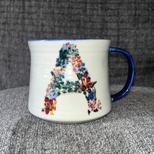 Nathalie Lété for Anthropologie Floral Monogram Mug Letter “A”